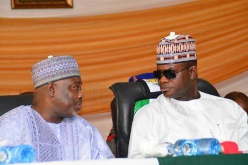 Kogi State Deputy Governor Simon Achuba (left), Governor Yahaya Bello (right)