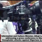 VIDEO: Information and Culture Minister, Alhaji Lai Mohammed, addressing a Press Conference in Abuja on xenophobic attacks in S’Africa