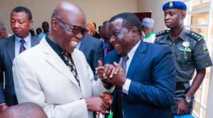 Senator Jeremiah Useni (left), Governor Simon Lalong (right)