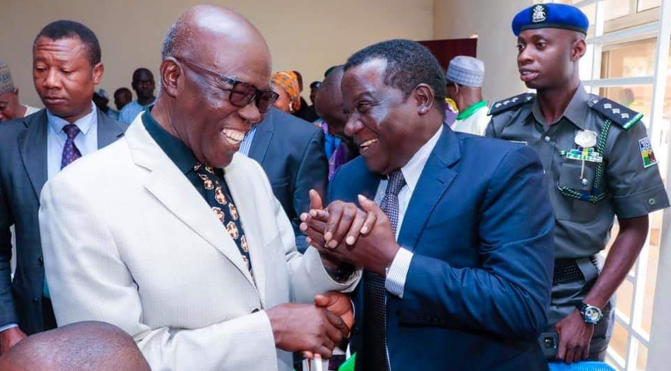 Senator Jeremiah Useni (left), Governor Simon Lalong (right)