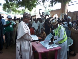 Governor Bagudu at the  polling station