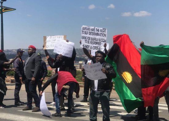 IPOB-Protesters-Shot-Tear-Gassed-As-Buhari-Visits-South-Africa