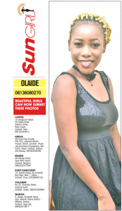 SUN GIRL: OLAIDE, 08136080270
