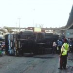 LASEMA recovers fallen truck from Ijora under-bridge