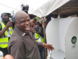 PDP guber candidate, Senator Diri voting in Unit 4 Ward 6 , Sampou