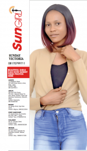 SUN GIRL: SUNDAY VICTORIA, 08170799711