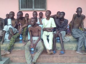 Some of the inmates of Ibadan illegal detention centre