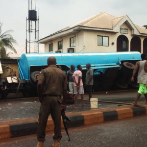 The petrol tanker that fell in front of St. Patrick Catholic Awka