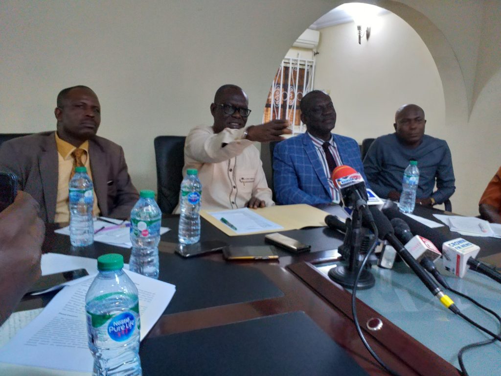 WUEDA Director General Ovuozourie Macaulay flanked by other members of the Agency while addressing reporters in Warri