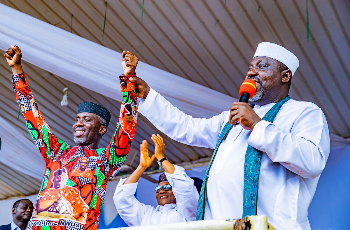 Uche Nwosu (left), Rochas Okorocha (right)