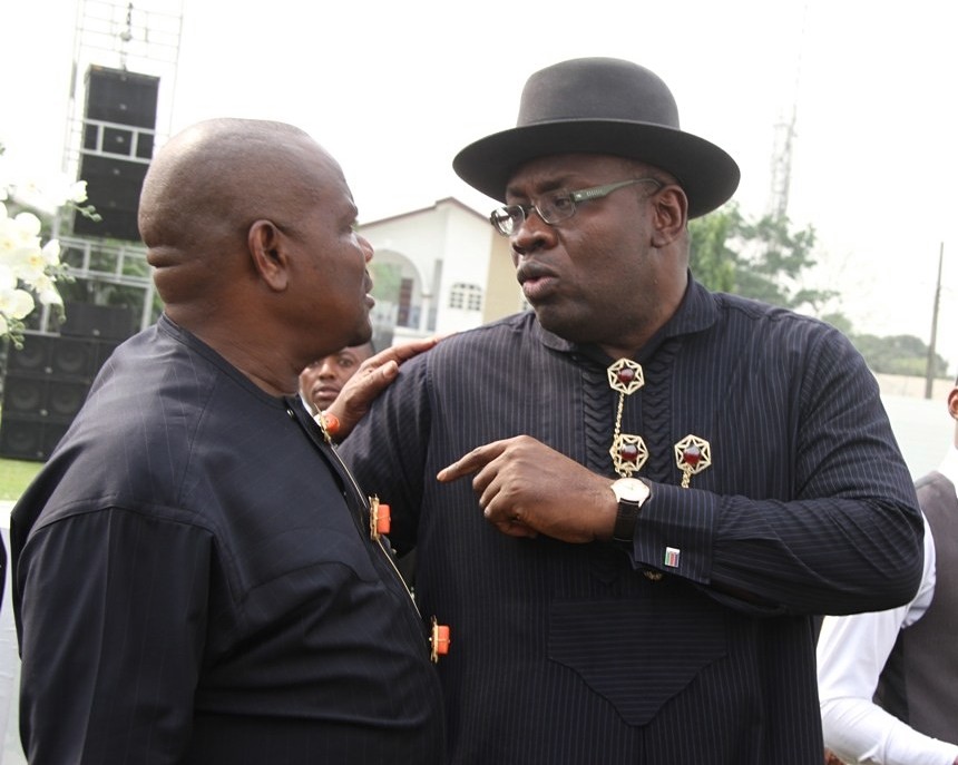 Rivers Governor Nyesom Wike (l), Bayelsa Governor Henry Seriake Dickson (r)