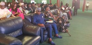 High Chief Obiora Okonkwo flanked by Amayanabo of Twon-Brass, King Alfred Diete-Spiff, at the 20th Conference of the Institute of Chartered Mediators and Conciliators (ICMC), which held at the International Conference Centre (ICC), in Abuja on Tuesday, Dec 3, 2019