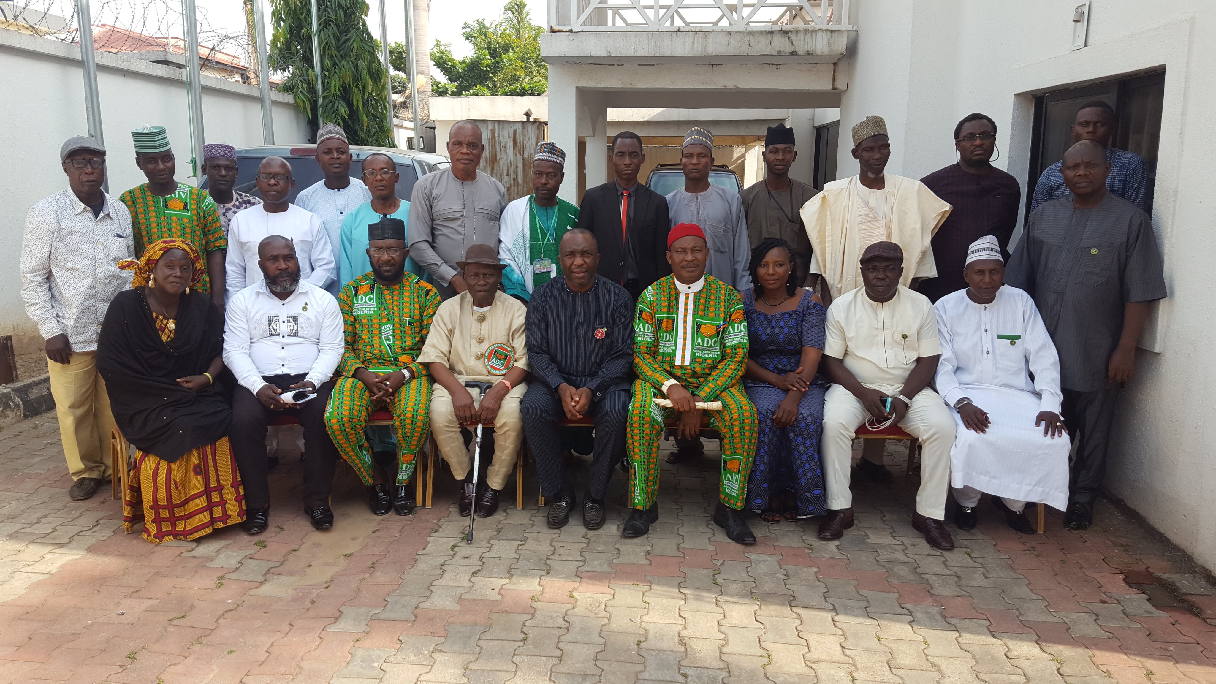 ADC National Chairman Ralphs Okey Nwosu (seated middle, 5th from left)