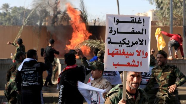 Protesters attacking US embassy