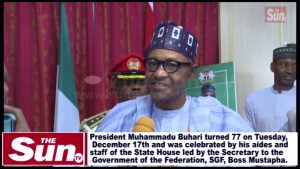 VIDEO: Buhari Celebrated By Aides As He Turns 77