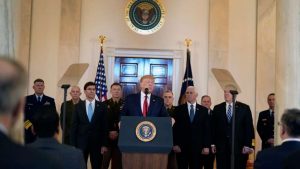 President Trump addressing the nation after Iran launched missiles at two military bases housing U.S. troops in Iraq