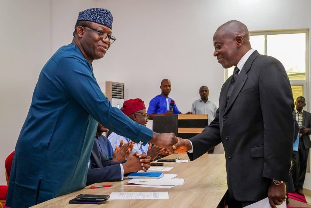 Governor Kayode Fayemi (left), Judge Obafemi Fasanmi (right)