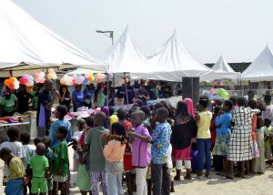 Parents and kids being attended to at the event