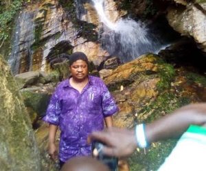 Prof Bakare at the Arinta waterfall, one of Ekiti’s awesome tourism sites
