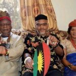 Nnamdi Kanu (middle), flanked by father and mother in undated photo