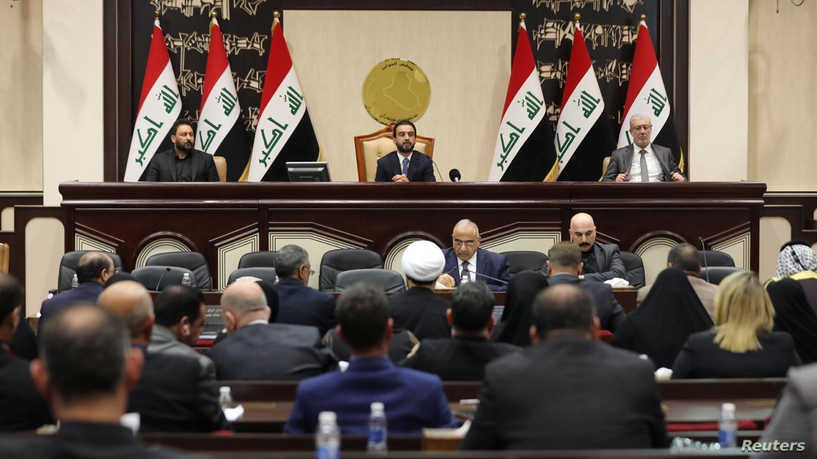Members of the Iraqi parliament are seen at the parliament in Baghdad