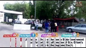 VIDEO: Wild jubilation in front of Benue Govt. House following Ortom’s victory at S’Court