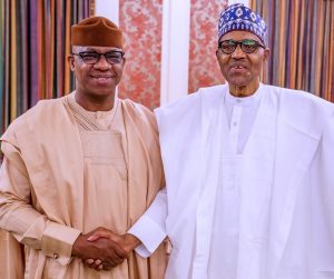 Ogun State Governor Dapo Abiodun (l), President Muhammadu Buhari (r)