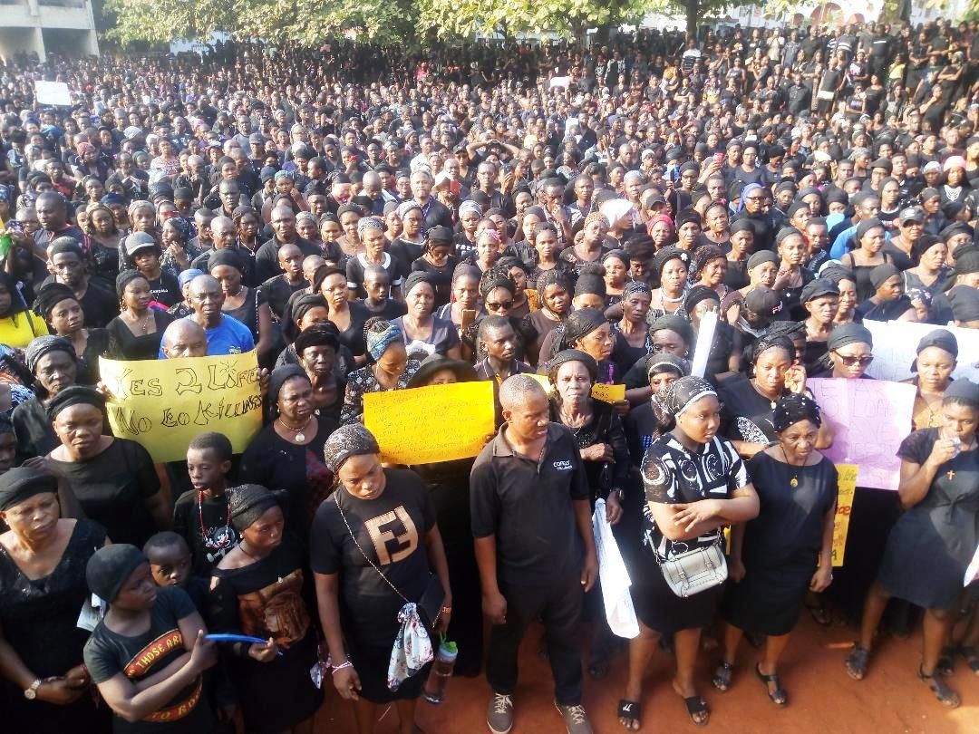 Catholics protesting in Awka