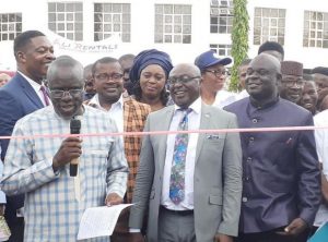 From left Controller of Works,Engr. Nsentip, Rof Akpagu, Middle, and Registrar of UNICAL, Agba during the handing over ceremony.