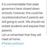 First Lady calls for ‘total lockdown’