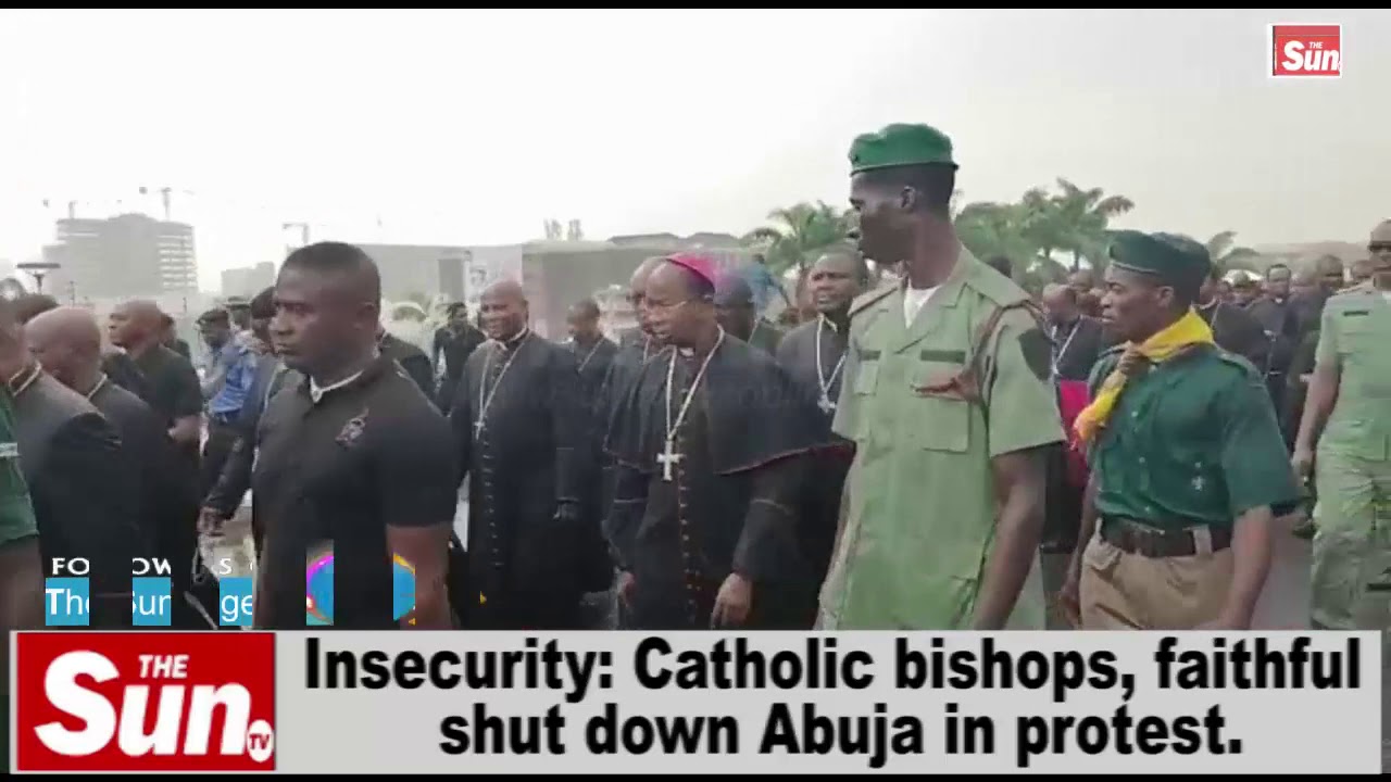 VIDEO: Catholic Bishops, faithful shut down Abuja in protest