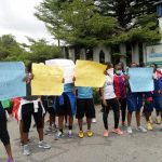 Pelican Stars FC protesting in front of Cross River State Governor’s office