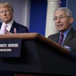 US President Donald J Trump with CDC chief Dr Anthony Fauchi