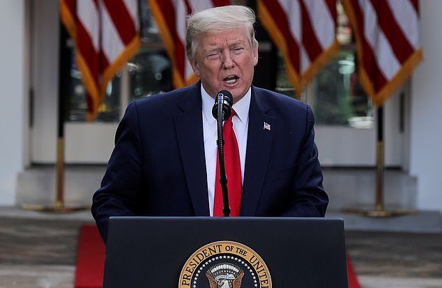 Donald Trump said the US could demand a ‘substantial’ amount of money from China for coronavirus damages. ‘Germany’s looking at things, and we’re looking at things, and we’re talking about a lot more money than Germany’s talking about,’ he said Monday in a briefing