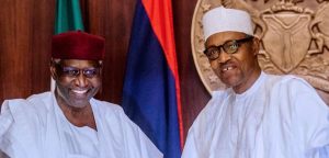 Late Chief of Staff Abba Kyari with President Muhammadu Buhari