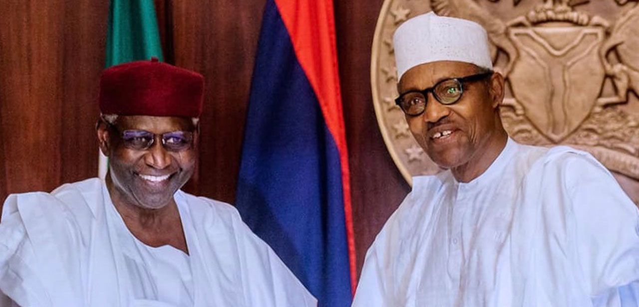 Late Chief of Staff Abba Kyari with President Muhammadu Buhari