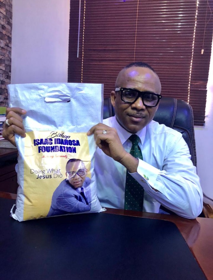Bishop Idahosa gifts food stuffs, sanitisers to Lagosians