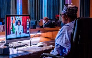 President Muhammadu Buhari participates at an Extraordinary ECOWAS Summit on the impact of COVID-19 in the region via video conference in Abuja | 23rd April 2020