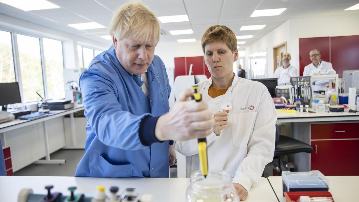 At the Mologic lab in Bedfordshire Boris Johnson pledged £46 million to develop kits to test for COVID-19