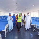 Kano State Governor Abdullahi Umar Ganduje inspects an isolation centre