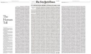 New York Times fills front page with names of virus dead