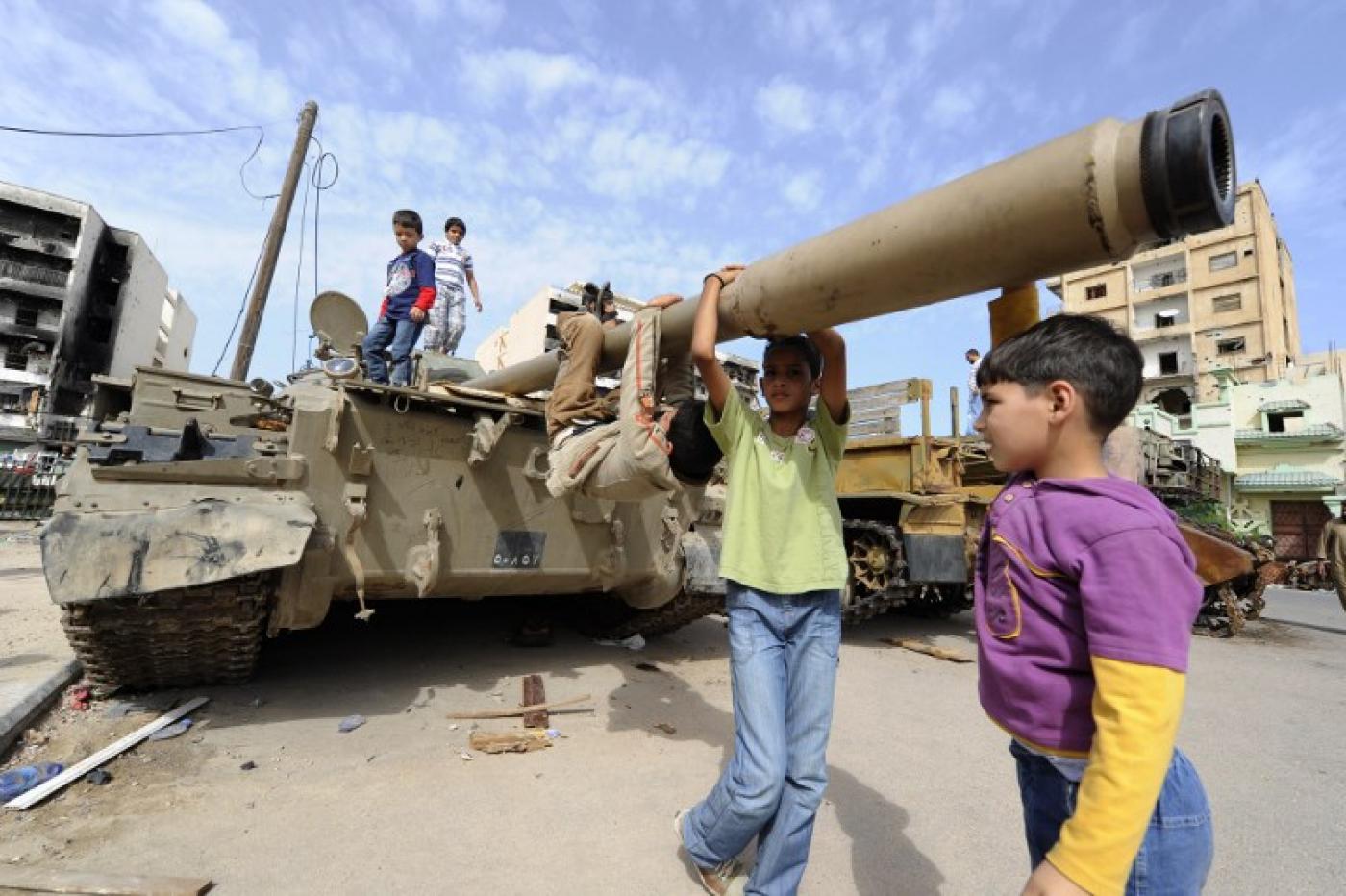 Children and tank