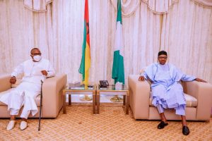 President Muhammadu Buhari (right) receives in audience President of Guinea Bissau H E Umaro Sissoco Embaló in State House, Abuja (May 16th, 2020)
