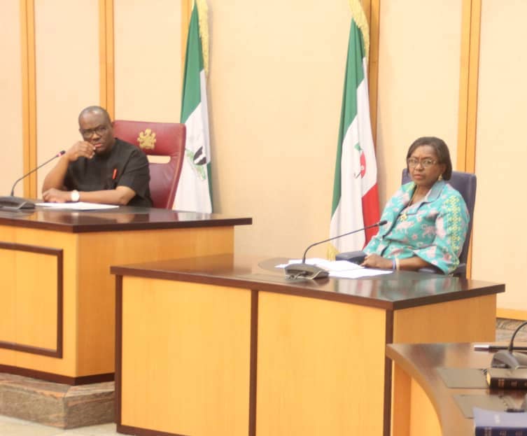 Governor Nyesom Wike with Deputy Governor Mrs Ipalibo Harry
