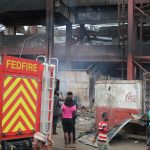 Fire fighters at the market.