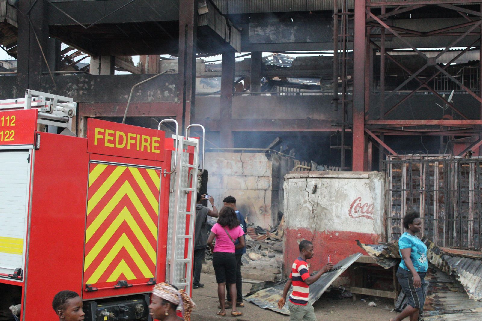 Fire fighters at the market.