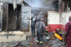 Firemen on duty at the market