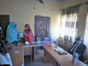 L-R: A representative of Wife of Kebbi Governor, Dr Zainab Bagudu, Hajiya Zara’u Wali and State Coordinator of the Association, Hajiya Hadiza Yahaya- Shantali, during the World Sickle Disorder Day briefing in Birnin-Kebbi