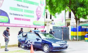 Pic. 11. Police seal off APC National headquarters in Abuja.jpg Page 1 abuja