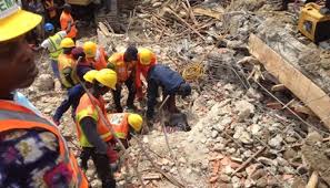 collapsed single-storey building at Ajaye-Alagbado
